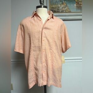 NWT Men’s Linen Haggar button down blend Button down Orange collared shirt Light